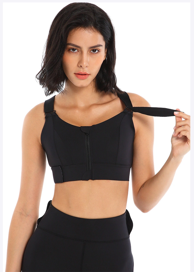 Womens Stripe Sports Zipper U Neck Design Women Top Fitness Yoga Clothing Sports Bras