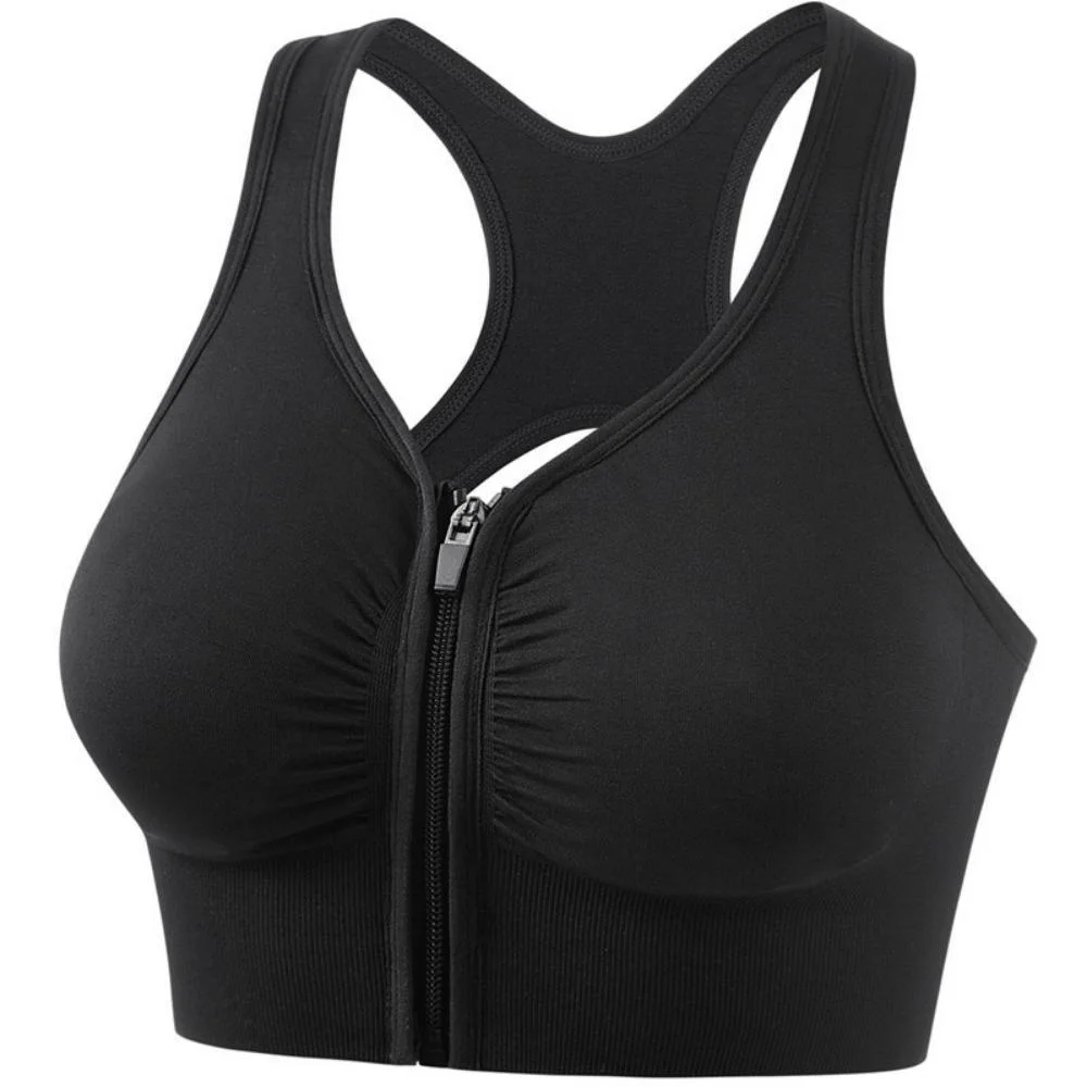 High Impact Running Yoga Workout Bra Women Seamless Sports Bra Zip Front Closure Bl20086