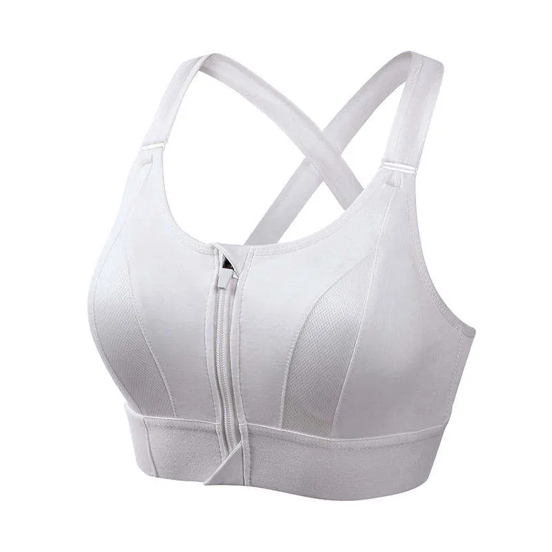 Wholesale OEM Open Back Adjustable Thin Strap Cross Back Zip Front Zip up Workout Gym Sports Breathable Bra Yoga Backless Bra for Women