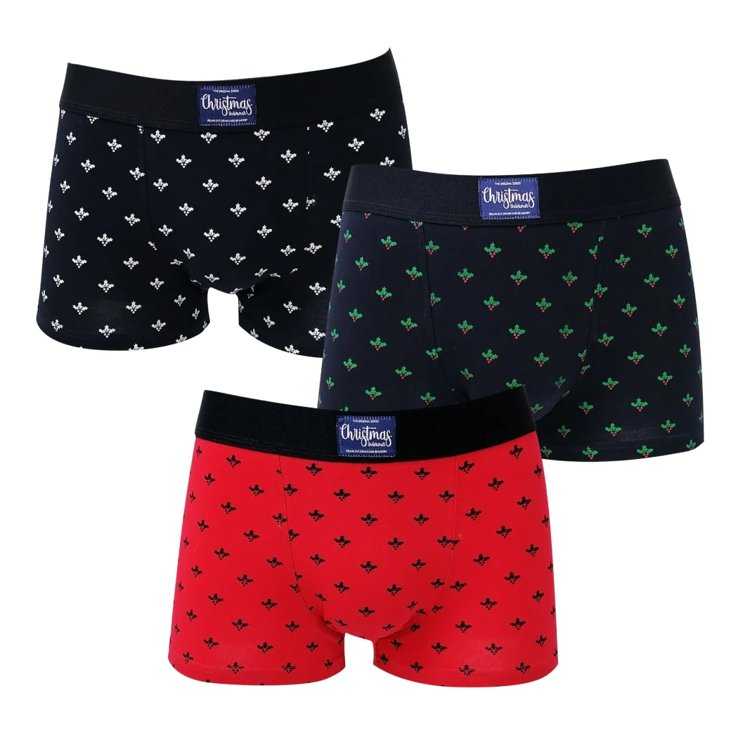 Wholesale Christams Style Comfort Cotton Factory Price Men Boxers Briefs