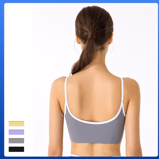 Sexy Beautiful Back Sling Sports Underwear Femmes Bretelles Minces Contraste Couleur Yoga Gilet À L'extérieur Porter Avec Poitrine Pad Fitness Soutien-Gorge