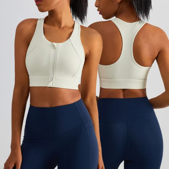 Vente en gros ODM / OEM 2023 Nouvelle formation complète Série à fort impact Fitness Active Wear No-Slip Zipper Sports Yoga Gym Sous-vêtements Femmes Soutien-gorge