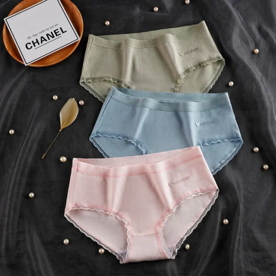 Culotte hipster évacuant l'humidité de couleur douce Culotte en dentelle pour dames