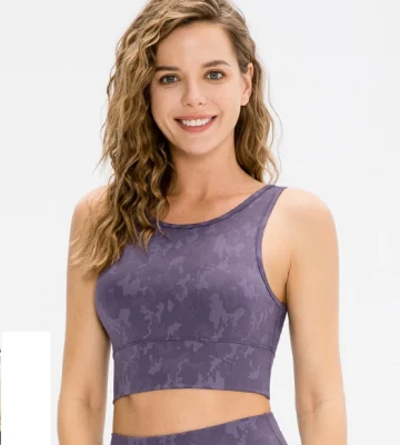 Soutien-gorge de sport flexible à col haut pour femme, dos nageur, débardeur de yoga anti-humidité avec soutien-gorge intégré