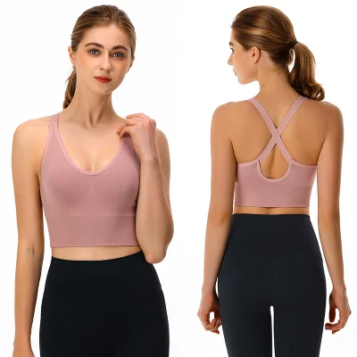 Sexy Ladies Fashion Confortable Sport Seamless Crossing Strap Women Bra