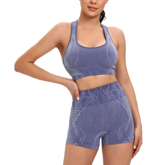 Nouvelle femme sous-vêtements sans couture soutien-gorge sport Fitness hanche froissé bout à bout Shorts Yoga tissu pour costume Nylon Spandex Yoga ensembles