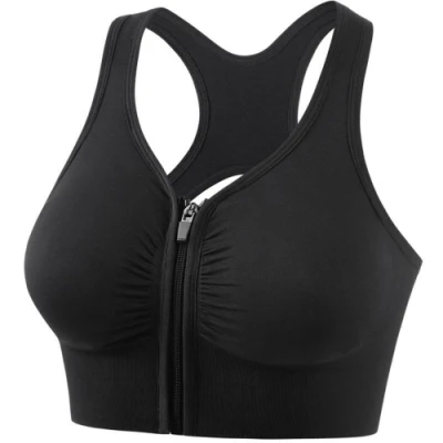 High Impact Running Yoga Workout Bra Femmes Soutien-gorge de sport sans couture Zip Front Closure Bl20086